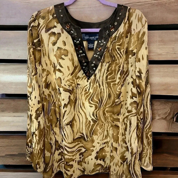 Susan Graver Sheer Blouse NWOT Large - Picture 8 of 9